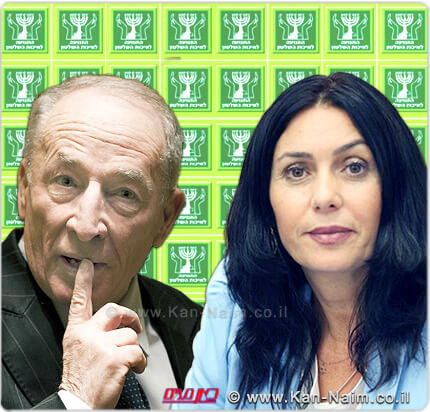 מירי רגב שרת התרבות ו-היועץ המשפטי לממשלה עורך דין יהודה וינשטיין | רקע: לוגו התנועה למען איכות השלטון בישראל