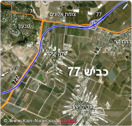 מפת הדמיה פרויקט כביש 77-722 בין צומת התשבי לצומת רמת ישי