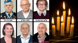סיפורי 6 מדליקי משואות ליום הזיכרון לשואה ולגבורה מימין לשמאל: אלקה אברמוביץ, משה העליון, מקס פריבלר, משה יעקובוביץ, משה פורת, ז'אנין סבן-בוהנה