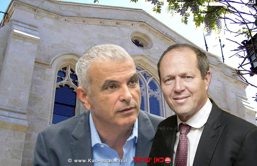 ניר ברקת ראש העיר ירושלים ושר האוצר משה כחלון | רקע הכנסייה האנגליקנית ניר ברקת ראש העיר ירושלים ושר האוצר משה כחלון ברקע הכנסייה האנגליקנית