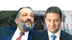 חיים ביבס יושב ראש מרכז השלטון המקומי וראש עיריית מודיעין מכבים-רעות, שר הפנים - אריה דרעי | רקע: מועצה דתית | עיבוד צילום: שולי סונגו