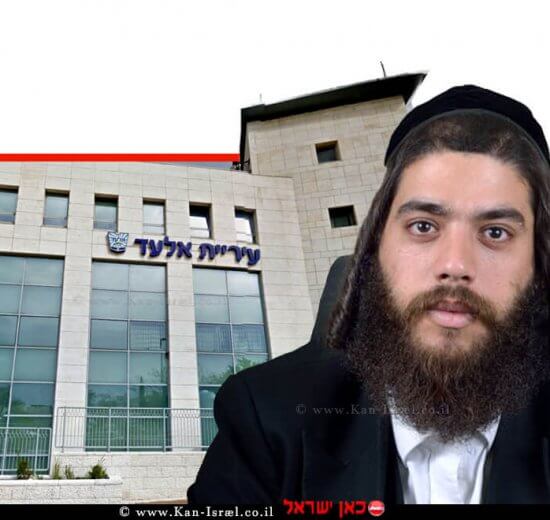 ישראל פרוש ראש העיר אלעד | ברקע; בניין העירייה | צילום: גוגל | עיבוד צילום ממחושב: שולי סונגו©