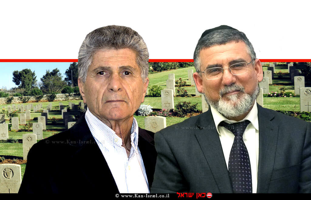 שר לשירותי דת, יצחק וקנין ויו״ר תנועת אומ״ץ, פליצ׳ה פלד ברקע: בית הקברות הבריטי בירושלים, גם קברי חיילים יהודים | צילום: עמית אבידן | אילוסטרציה | עיבוד ממחושב: שולי סונגו© שר לשירותי דת, יצחק וקנין ויו״ר תנועת אומ״ץ, פליצ׳ה פלד ברקע: בית הקברות הבריטי בירושלים, גם קברי חיילים יהודים | צילום: עמית אבידן | אילוסטרציה | עיבוד ממחושב: שולי סונגו©