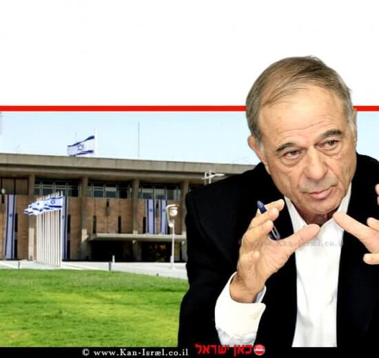 עורך דין אוריאל לין נשיא איגוד לשכות המסחר | ברקע: בניין הכנסת | עיבוד צילום ממחושב: שולי סונגו©