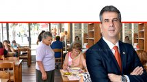 אלי כהן שר הכלכלה והתעשייה, ברקע: מסעדת אופרה בעיר חדרה | צילום: גוגל | עיבוד צילום ממחושב: שולי סונגו©
