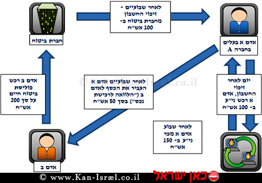 תרשים מסמך בו מוצגת אחת הדוגמאות המוצגות, המתייחסת להסתרת כספים באמצעות פוליסת ביטוח חיים