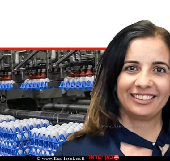 עורכת דין בריהאן אבו קאעוד מרכזת תחום עבודה ואפליה במחוז תל אביב של הסיוע המשפטי במשרד המשפטים, ברקע: מיון ביצים | צילום: דוברות משרד המשפטים | עיבוד: שולי סונגו ©