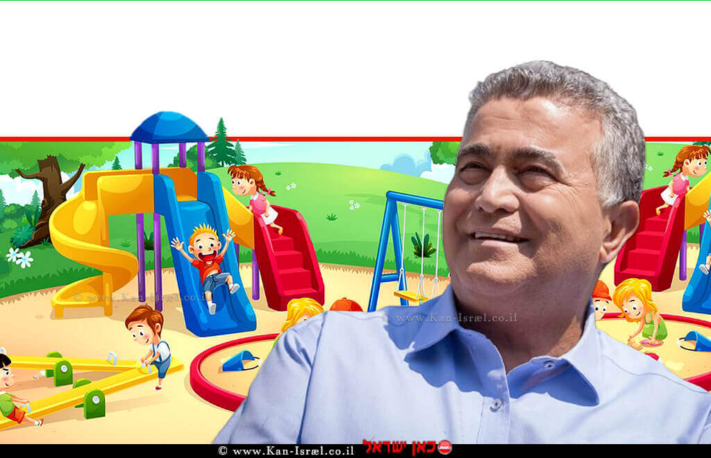 עמיר פרץ, שר הכלכלה והתעשייה ברקע: מגרש משחקים לילדים, צילום: שר הכלכלה | עיבוד צילום: שולי סונגו © עמיר פרץ, שר הכלכלה והתעשייה ברקע: מגרש משחקים לילדים, צילום: שר הכלכלה | עיבוד צילום: שולי סונגו ©
