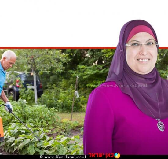 דר' לילא שיני חג'-יחיא, מנהלת אגף כימיה ותכשירי הדברה בשירותים להגנת הצומח ולביקורת במשרד החקלאות ברקע: מַדְבִּיר | עיבוד צילום: שולי סונגו ©