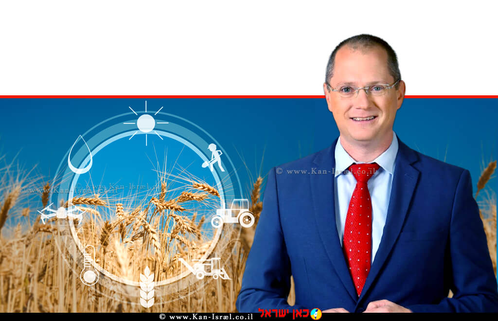 עודד פורר שר החקלאות ופיתוח הכפר ברקע: חקלאות מתקדמת ומבוססת Ai | צילום: depositphotos © | עיבוד צילום: שולי סונגו ©