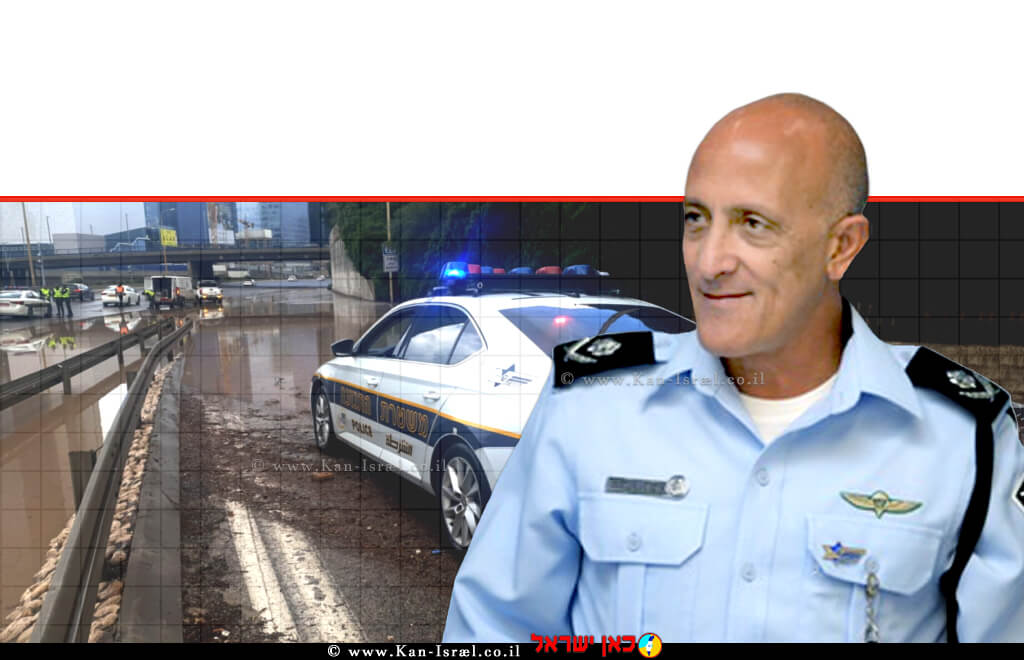 ניצב אלון אריה, ראש אגף התנועה במשטרת ישראל ברקע: פעילות משטרת ישראל ברחבי הארץ בעבר בעת מזג אוויר סוער | צילום: דוברות המשטרה | עיבוד צילום: שולי סונגו ©