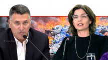 השרה להגנת הסביבה, תמר זנדברג עם שר המשפטים, גדעון סער, ברקע: שריפת אשפה | צילום: המשרד להגנת הסביבה | עיבוד צילום: שולי סונגו ©