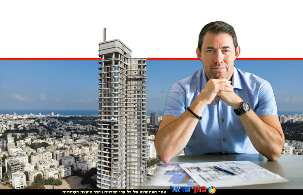 אדריכל גיא מילוסלבסקי ברקע: מגדל בראשית בבלי של משפחת כוזהינוף | צילום: טל משה | עיבוד צילום: שולי סונגו ©