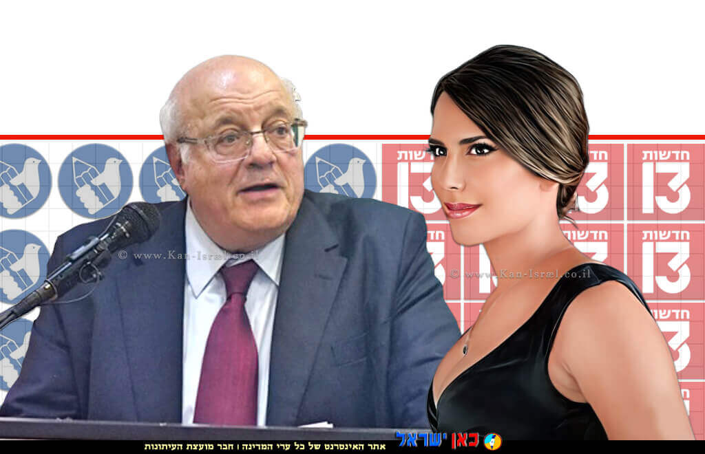 לירון שמם, כתבת 'צוות ערוץ 13' שהותקף באור עקיבא משמאל כב’ שופט בית המשפט העליון בדימוס חנן מלצר, נשיא מועצת העיתונות | צילום: שמם, פייסבוק | עיבוד: Photolab | עיבוד צילום: שולי סונגו ©