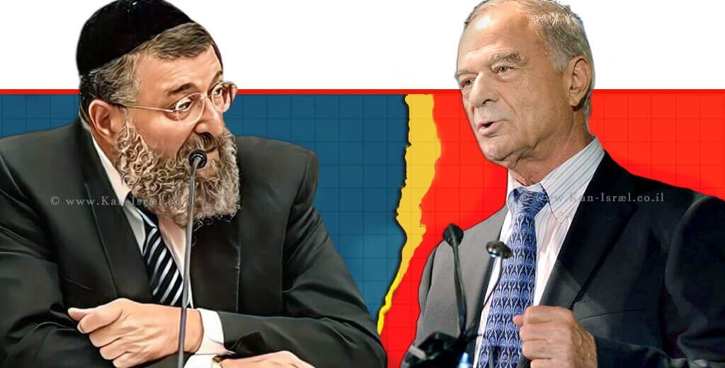 עורך דין אוריאל לין נשיא לשכות המסחר נגד שר העבודה יואב בן צור | צילום: צילום דני שם-טוב, דוברות הכנסת | עיבוד: Photolab | עיבוד צילום: שולי סונגו ©