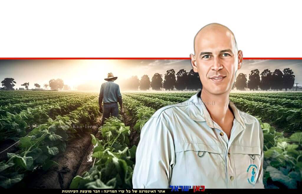 חגי שניר מנהל שירות ההדרכה והמקצוע במשרד החקלאות שה"מ ראש שירות ההדרכה והמקצוע במשרד החקלאות | צילום: לאיציק בלניצקי, לע"מ | ברקע: חקלאי זורע ירקות בשטח פתוח | עיבוד: Photolab | עיבוד צילום: שולי סונגו ©