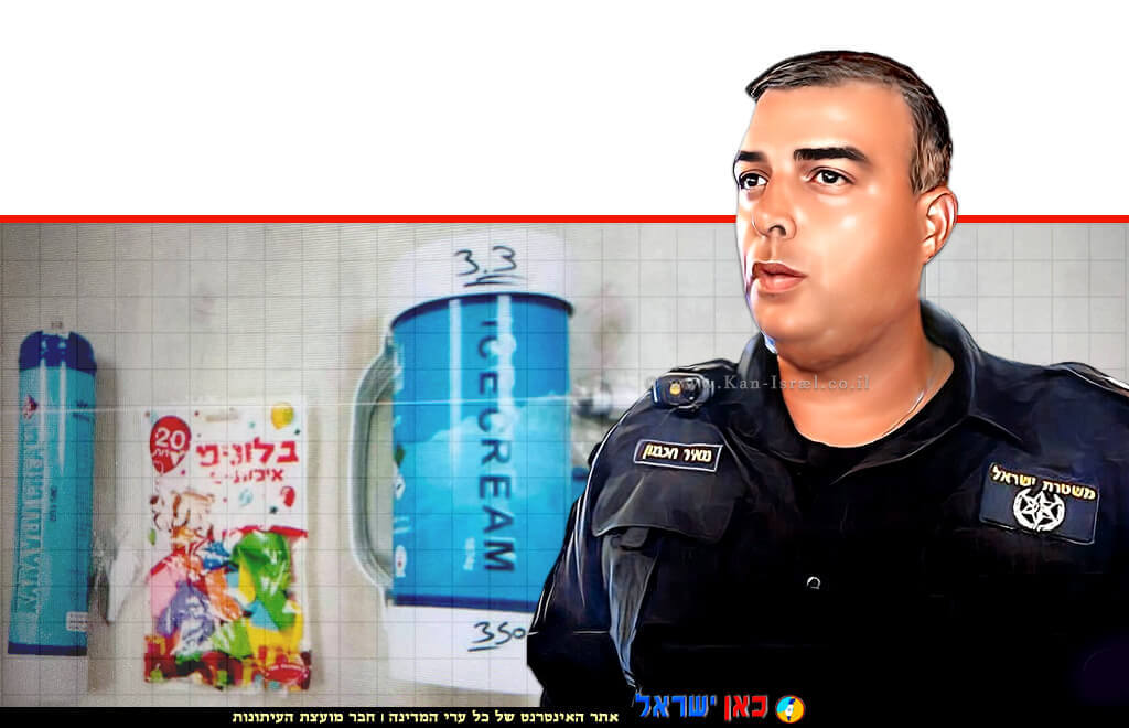 סגן ניצב מאיר חכמון, מפקד משטרת אשקלון ברקע: מיכלי 'גז קצפות' שנתפסו בעסקים בעיר | צילום: משטרת ישראל | עיבוד: Photolab | עיבוד צילום: שולי סונגו © סגן ניצב מאיר חכמון, מפקד משטרת אשקלון ברקע: מיכלי 'גז קצפות' שנתפסו בעסקים בעיר | צילום: משטרת ישראל | עיבוד: Photolab | עיבוד צילום: שולי סונגו ©