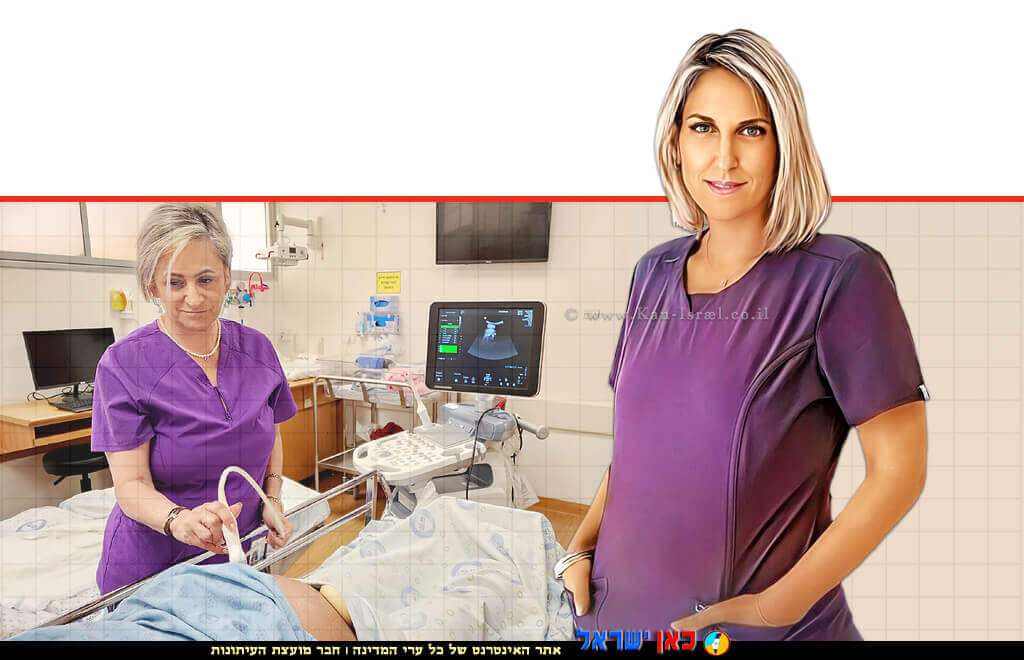 תניה לוי אחות אחראית חדר לידה במרכז רפואי הלל יפה_ברקע: אוּלְטְרָה סָאוּנְד על ידי מיילדת בחדר לידה | עיבוד: Photolab | עיבוד צילום: שולי סונגו © תניה לוי אחות אחראית חדר לידה במרכז רפואי הלל יפה_ברקע: אוּלְטְרָה סָאוּנְד על ידי מיילדת בחדר לידה | עיבוד: Photolab | עיבוד צילום: שולי סונגו ©