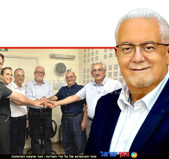 פרופ' נעים שחאדה, מנהל מיזם ספרת הסוכרת בגליל; ברקע: מימין לשמאל: דר טנוס, ד״ר דיין, פרופ שחאדה, ד״ר עאוני, ד״ר שפיצר, מרטין דופהאו | עיבוד: Photolab | עיבוד צילום: שולי סונגו ©