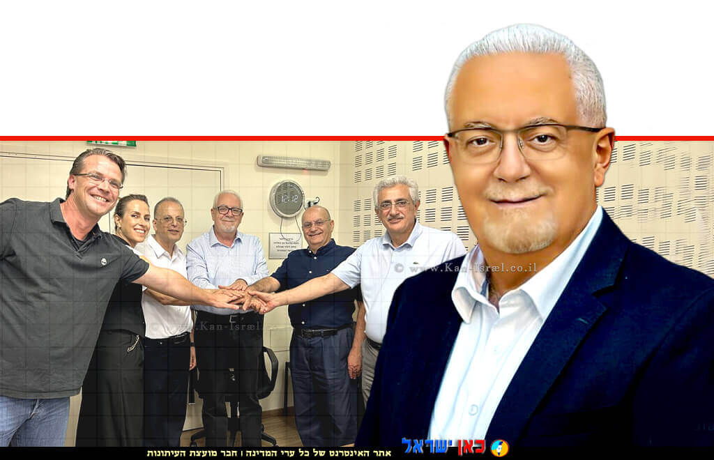 פרופ' נעים שחאדה, מנהל מיזם ספרת הסוכרת בגליל; ברקע: מימין לשמאל: דר טנוס, ד״ר דיין, פרופ שחאדה, ד״ר עאוני, ד״ר שפיצר, מרטין דופהאו | עיבוד: Photolab | עיבוד צילום: שולי סונגו ©