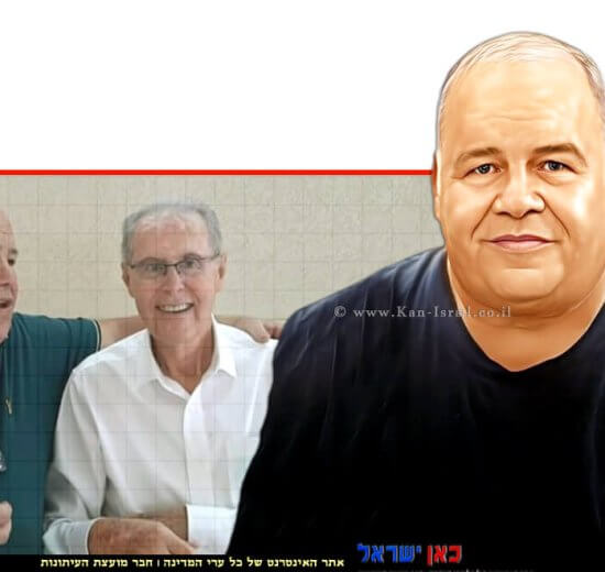 פרוספר אזרן בטור אישי על חברו שהלך לעולמים יעקב גנות ברקע השניים במפגש פרטי | עיבוד: Photolab | עיבוד צילום: שולי סונגו ©