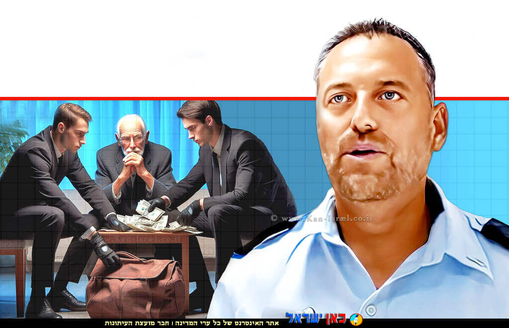 עורך דין רב פקד ליאור גרכט ברקע: הדמייה באמצעות בינה מלאכותית קשיש ושני צעירים שעושקים אותו בכספי הפנסיה | Microsoft Copilot | עיבוד צילום: שולי סונגו © עורך דין רב פקד ליאור גרכט ברקע: הדמייה באמצעות בינה מלאכותית קשיש ושני צעירים שעושקים אותו בכספי הפנסיה | Microsoft Copilot | עיבוד צילום: שולי סונגו ©
