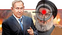 ראש ממשלת ישראל נתניהו בנימין עם מנהיג חיזבאללה חסן נסראללה שחוסל, ברקע תקיפת חיל האוויר | צילום: לעמ | עיבוד: Photolab | עיבוד צילום: שולי סונגו ©