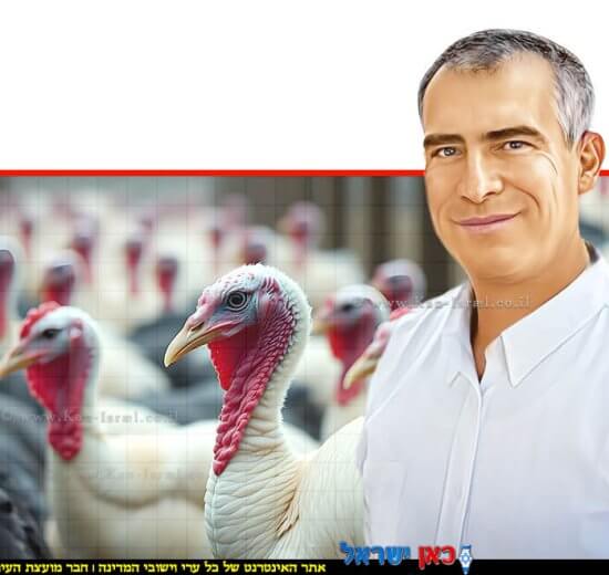 ד"ר תמיר גשן מנהל השירותים הווטרינרים במשרד החקלאות, ברקע: שפעת עופות H5N1 בלול הודים לרבייה | צילום עודד-קרני | צילום: בינה מלאכותית, 123rf-com | עיבוד: Photolab | עיבוד צילום: שולי סונגו ©