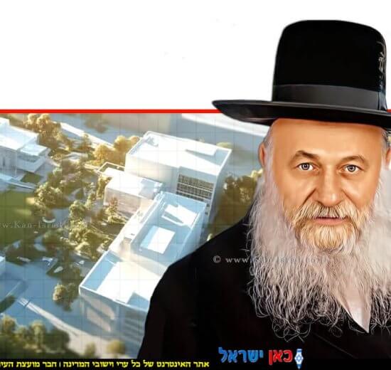 שר הבינוי והשיכון יצחק גולדקנופף, צילום: אבי אוחיון / לשכת העיתונות הממשלתית, ברקע: הדמיית קמפוס מפעל אלתא החדש, הדמייה ר.מ.י | עיבוד: Photolab | עיבוד צילום: שולי סונגו ©