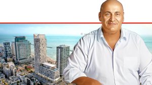 יוסי אברהמי, יו"ר ובעלי קבוצת יוסי אברהמי, הדמיה של מגדל דניאל Daniel Tower להמחשה בלבד, קרדיט: סנאפשוט | עיבוד: Photolab | עיבוד צילום: שולי סונגו ©