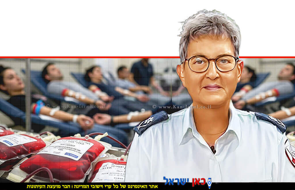 פרופ' אילת שנער, סמנכ"לית שירותי הדם במד"א ברקע: אנשים תורמים דם | בינה מלאכותית שלGemini Google | עיבוד: Photolab | עיבוד צילום: שולי סונגו ©