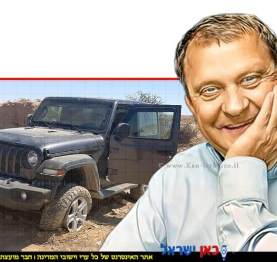 שרקצקי איזי בעל חברת "איתוראן" המאתרת כלי רכב גנוב ברקע: ג'יפ שנגנב | הדמייה באמצעות בינה מלאכותית של Gemini Google | עיבוד: Photolab | עיבוד צילום: שולי סונגו©