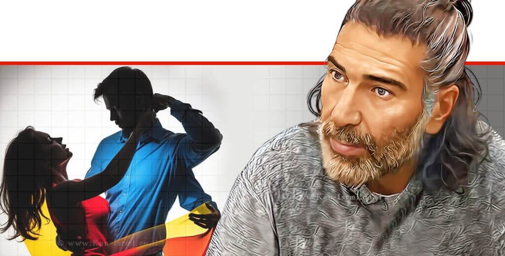 יריב כהן פסיכותרפיסט מ-אבן יהודה | צילום: מסך מתוך חדשות 13 | רקע: גבר אלים כלפי לאישה | בינה מלאכותית, Openart.ai | עיבוד: Photolab | עיבוד צילום: שולי סונגו ©
