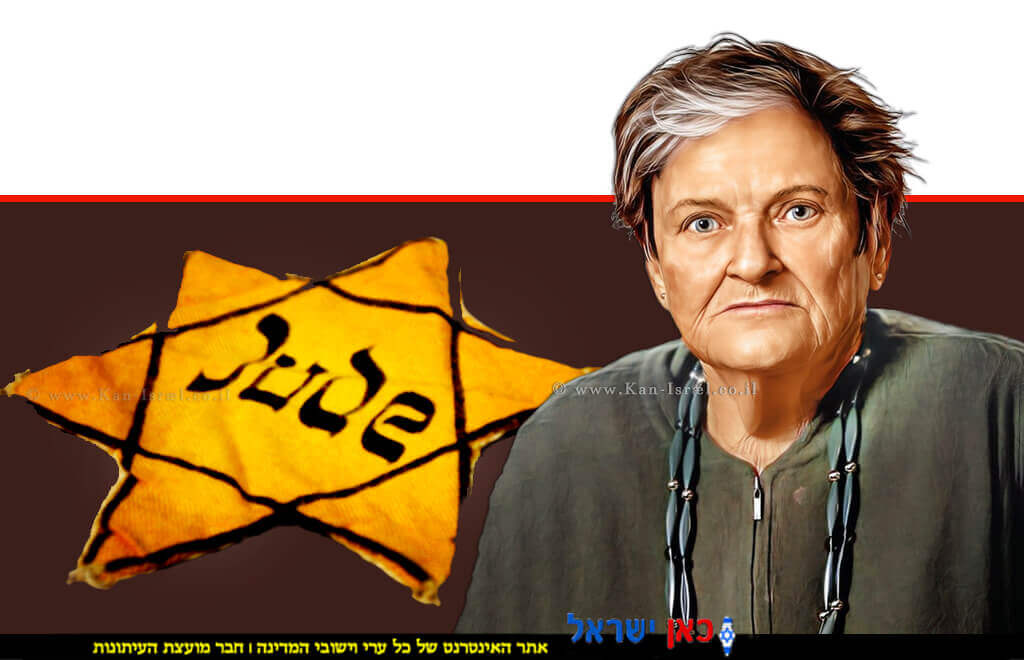 מוניקה ברזל, מדליקה משואה בשנת 2025 לזכר הנספים באסון העם היהודי השואה | צילום: "יד ושם" | עיבוד: Photolab | עיבוד צילום: שולי סונגו©