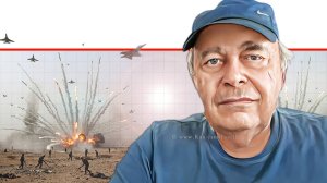 ד"ר אברהם בן עזרא בטור אישי ברקע: טרוריסטים חות'ים בתימן, תחת התקפה אווירית | הדמייה באמצעות בינה מלאכותית של Gemini Google | עיבוד: Photolab | עיבוד צילום: שולי סונגו©