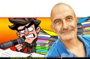 גיורא אלדן בטור אישי על דמות מצוירת של חבר כנסת צורח בסגנון גלחובר עם מיקרופון ענק מוקף בערימת טפסים עיבוד תמונה של תלונה | הדמייה: בינה מלאכותית, 123rf-com | עיבוד: Photolab | עיבוד צילום: שולי סונגו ©