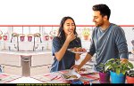 זוג צעיר נהנה מאד מפלאפל ביתי | הדמייה באמצעות בינה מלאכותית של Gemini Google | עיבוד: Photolab | עיבוד צילום: שולי סונגו©