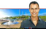 יו"ר ועדת איכות הסביבה, חבר מועצת העיר חדרה, מר רון שגן, ברקע: נחל חדרה, צילום: עיריית חדרה | עיבוד: Photolab | עיבוד צילום: שולי סונגו©