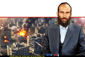 מנכל משרד הבינוי והשיכון יהודה מורגנשטרן ברקע: הדמיית בניינים שהופצצו בטילים צילום: מיכאל דימנשטיין, לע"מ | הדמייה באמצעות בינה מלאכותית של Gemini Google | עיבוד: Photolab | עיבוד צילום: שולי סונגו©