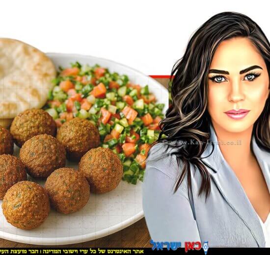חלי ממן מייסדת קבוצות תמיכה לאורח חיים בריא, לרגל יום הפלאפל הבינל' |ברקע: מנת פלאפל | צילום רונן פדידה | הדמייה באמצעות בינה מלאכותית של Gemini Google | עיבוד: Photolab | עיבוד צילום: שולי סונגו©