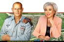 ראש העיר נתניה הגב' מרים פיירברג-איכר מול אלוף פיקוד העורף, רפי מילוא, צילום: דו"ץ | רקע: בת חפר, צילום אווירי, ויקיפדיה | עיבוד: Photolab | עיבוד צילום: שולי סונגו©