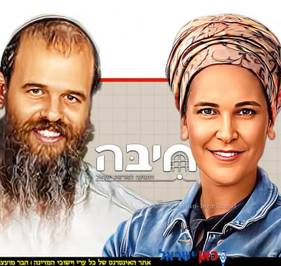 הרבנית אשת חינוך חני ובעלה הרב יוסי אלפסי במרכז: לוגו עמותת חיבה - התנועה למורשת ישראל | בינה מלאכותית של Gemini Google | עיבוד: Photolab | עיבוד צילום: שולי סונגו©