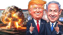 טרמפ ונתניהו מרוצים ברקע: פיצוץ במתקן גרעיני בטהרן | הדמייה בינה מלאכותית של Gemini Google | הדמייה: בינה מלאכותית, 123rf-com | עיבוד: Photolab | עיבוד: Photolab | עיבוד צילום: שולי סונגו