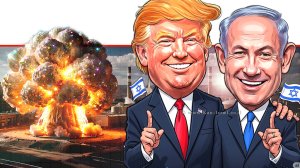 טרמפ ונתניהו מרוצים ברקע: פיצוץ במתקן גרעיני בטהרן | הדמייה בינה מלאכותית של Gemini Google | הדמייה: בינה מלאכותית, 123rf-com | עיבוד: Photolab | עיבוד: Photolab | עיבוד צילום: שולי סונגו