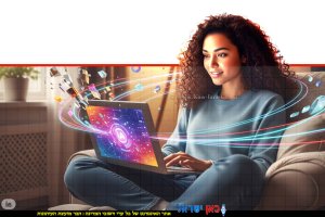 צעירה משתמשת עם AI שימוש אישי וביתי במערכות בינה מלאכותית וסכנה לפרטיות | בינה מלאכותית של Gemini Google | עיבוד: Photolab | עיבוד צילום: שולי סונגו©