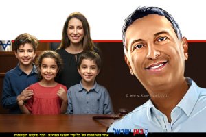 עורך הדין גיא אורטל מהעיר נתניה ברקע: הדמיה אישה חד-הורית, עם ילדיה | צילום הדמייה, עוּבד ל-AI באמצעות Gemini של גוגל | עיבוד צילום: משה נעים©