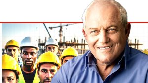 שר הבינוי והשיכון מר ח״כ חיים כץ ברקע: פישוט תהליך הבאת עובדים זרים לתנופת הדיור | עיבוד ב-AI ברישיון Google | עיבוד: Photolab | עיבוד צילום: שולי סונגו©