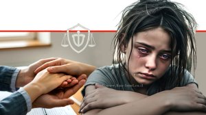 הדמית נערה קטינה נזקקת לסיוע משפטי חינם בגלל פגיעות עבירות מין חמורות בה ברקע יד תומכת של הסיוע המשפטי | צילום הדמייה, עוּבד ל-AI באמצעות Gemini של גוגל | עיבוד צילום: משה נעים©
