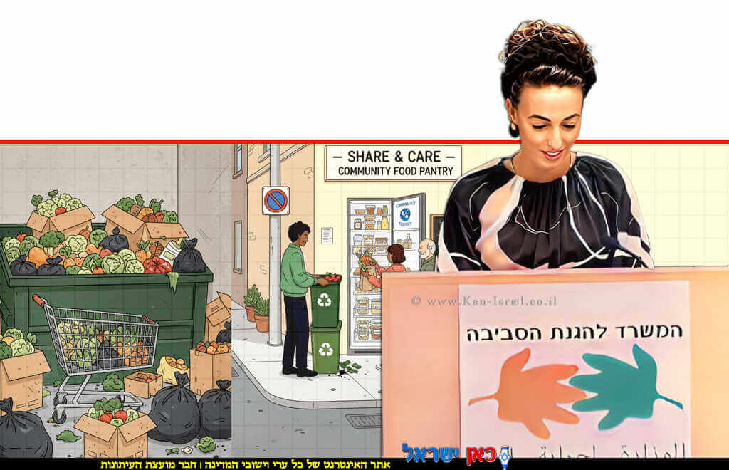 שרה להגנת הסביבה עידית סילמן, נואמת, לקראת כנס צמצום בזבוז מזון, צילום: אסף אפרתי, לשכת העיתונות הממשלתית | עוּבד ל-AI באמצעות Gemini של גוגל | עיבוד: Photolab | עיבוד צילום: משה נעים©