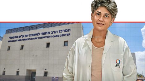 דר' ביאטריס טיאוסנו מנהלת מחלקת עיניים במרכז הרפואי הלל יפה- חדרה ברקע: המתחם החדש של מכון העיניים | צילום: דוברות הלל יפה | עיבוד: Photolab | עיבוד צילום: שולי סונגו©